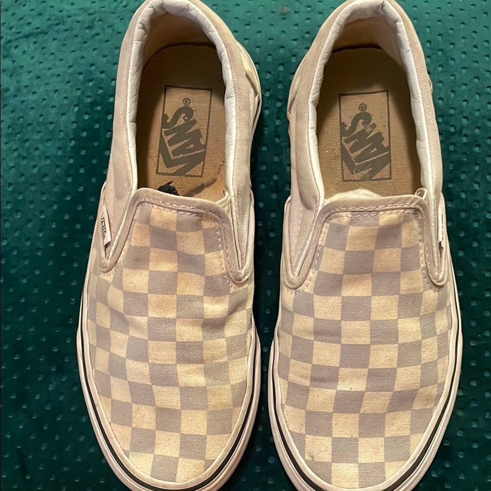 Vans Kids Checkered Slip-On Shoes - light purple
